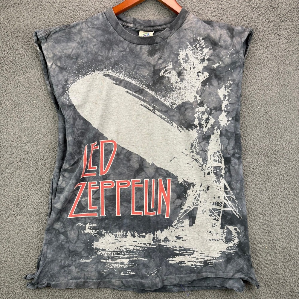 Liquid Blue‎ Led Zeppelin Sleeveless T-Shirt Mens XL Grey Tie Dye Rock Band 1999